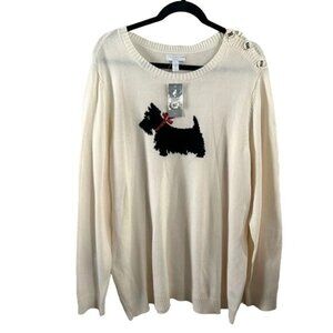 Charter Club Scottie Dog Long Sleeve Sweater, Sz 3X